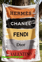 Luxury Hermès & Designer Brand Brushstroke Flannel Sofa Throw Blanket IMG_4919